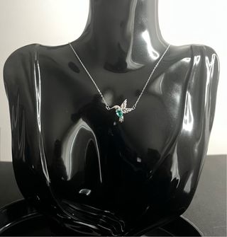 Collar Plata 925 Colibrí con circonita verde