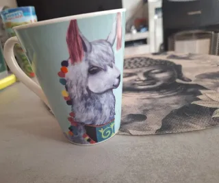 Taza cerámica llama asa multicolor