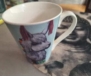 Taza cerámica llama asa multicolor