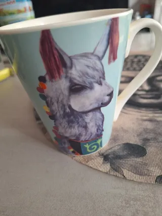 Taza cerámica llama asa multicolor