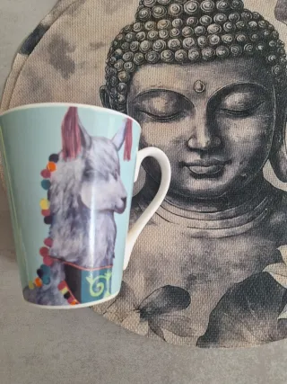 Taza cerámica llama asa multicolor