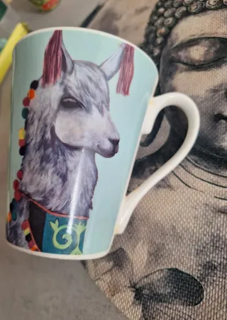 Taza cerámica llama asa multicolor