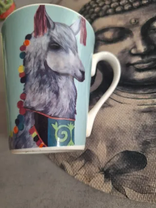 Taza cerámica llama asa multicolor