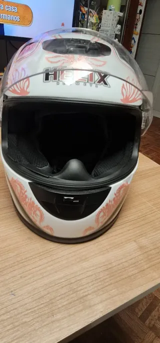 Casco Moto HELIX Blanco Dragón Rosa talla M, 57/58