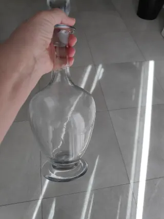 Jarrón de cristal vintage con tapón