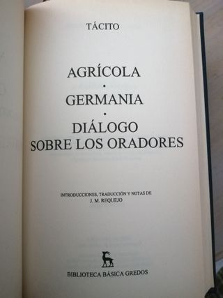 Tácito Agrícola Germania Diálogo sobre los Oradore