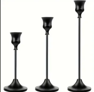 Juego 3 portavelas metal negro