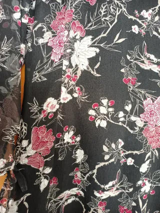 Vestido FRK floral negro y rosa