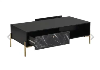 Mesa de centro con 2 cajones y 2 estantes de MDF