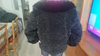 Chaqueta fiesta astracán sintético negra