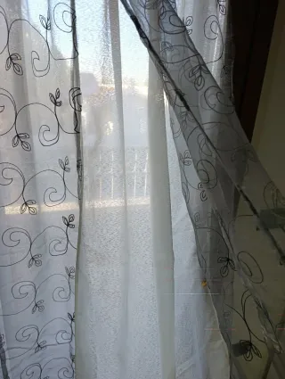 Coppia Tende Ricamate Colore grigio e bianco