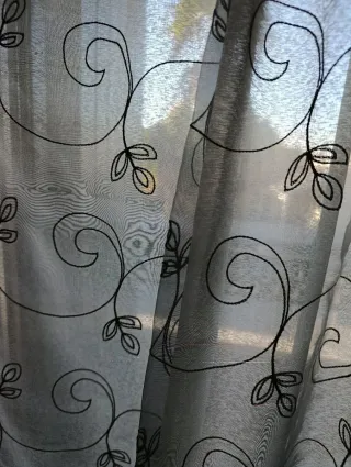 Coppia Tende Ricamate Colore grigio e bianco