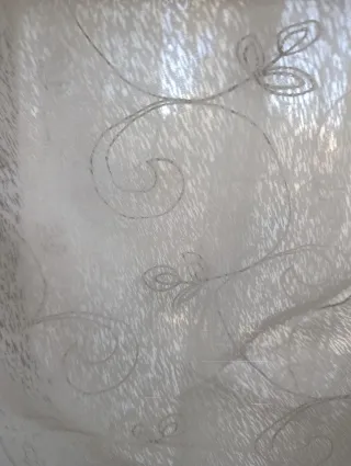 Coppia Tende Ricamate Colore grigio e bianco