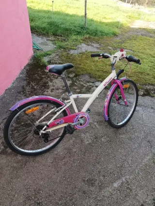 Bicicleta infantil azul y rosa