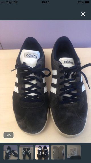 Zapatillas Adidas Piel Negra y Blanca
