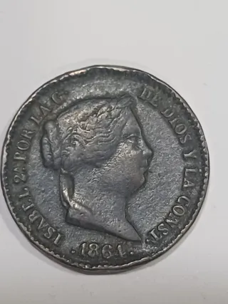 Moneda 10 céntimos de real Isabel II 1864