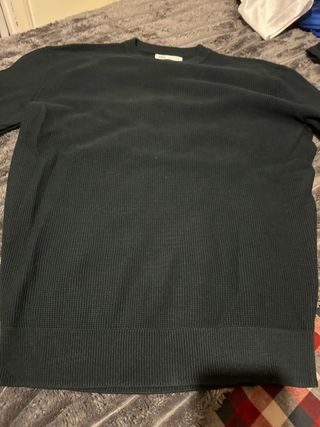 Jersey ZARA verde oscuro tejido waffle