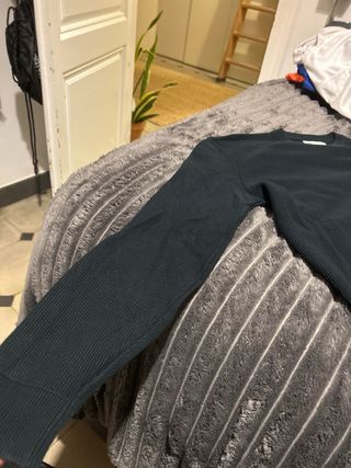 Jersey ZARA verde oscuro tejido waffle