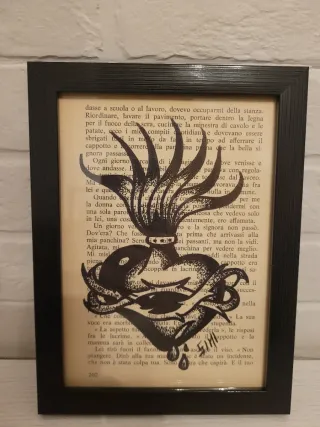 Quadro Sacro Cuore Tattoo Nero