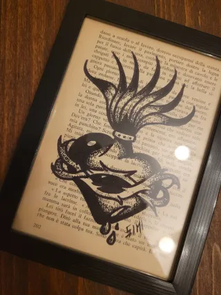 Quadro Sacro Cuore Tattoo Nero