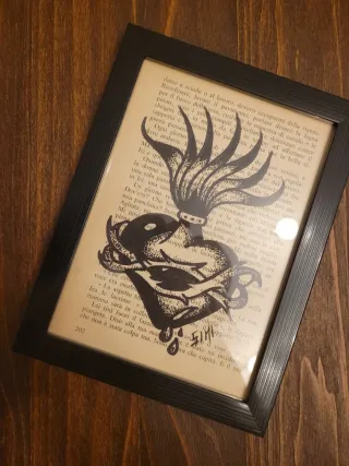 Quadro Sacro Cuore Tattoo Nero