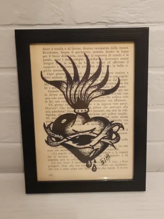 Quadro Sacro Cuore Tattoo Nero
