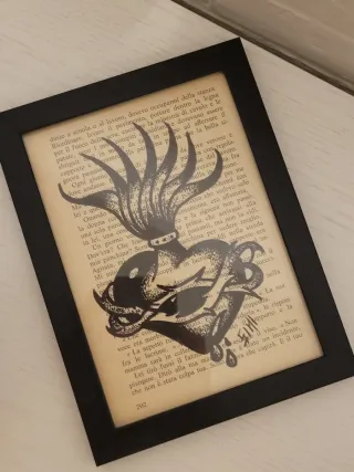 Quadro Sacro Cuore Tattoo Nero
