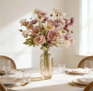 20 Flores Artificiales Rosas y Moradas