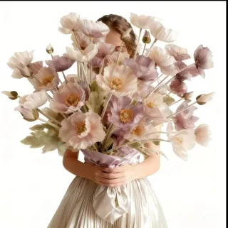 20 Flores Artificiales Rosas y Moradas