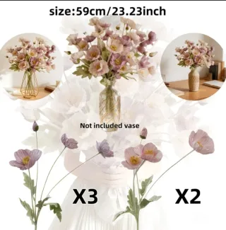 20 Flores Artificiales Rosas y Moradas