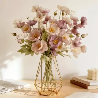 20 Flores Artificiales Rosas y Moradas