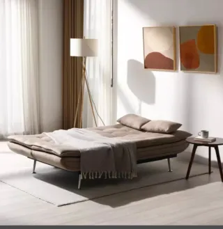 Sofá Cama Beige Tela