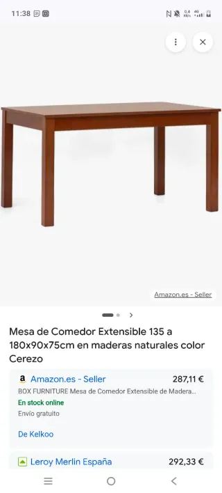 Mesa extensible de comedor de madera y sillas