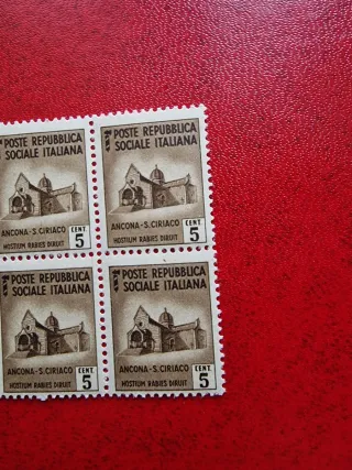 Quartina francobolli Regno d'Italia 5 cent.