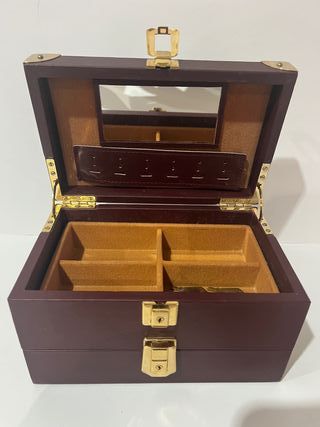 Joyero polipiel marrón y dorado