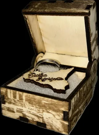 Scatola legno inciso Sicilia Agrigento