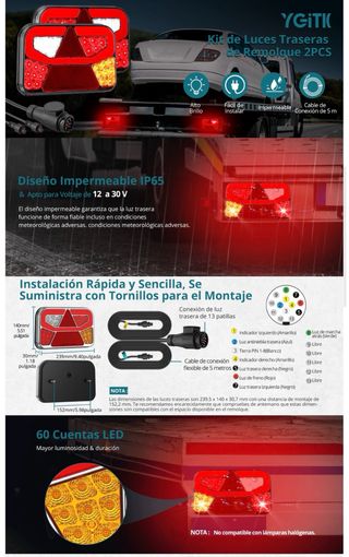NUEVO! (53€) Kit 2 Luces Traseras LED Remolque