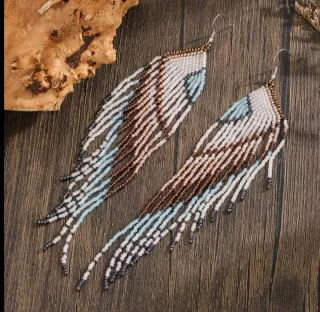 Pendientes Étnicos Largos de Cuentas