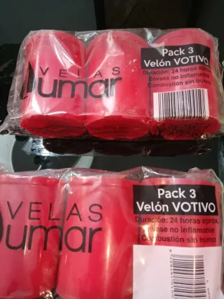 Lote 2 Packs Candele Votive Rosse e 10 Candele Teelight