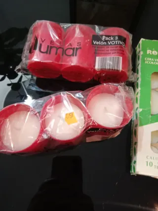 Lote 2 Packs Candele Votive Rosse e 10 Candele Teelight