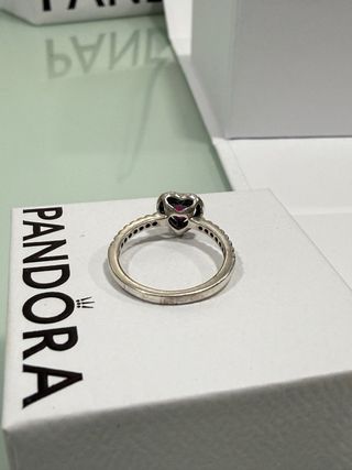 Anillo Pandora Corazón Rojo y Circonitas