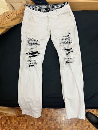Pantalón slim blanco roto