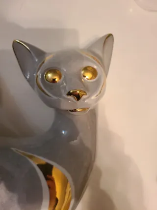 Gato Cerámica Vintage Hollywood Regency