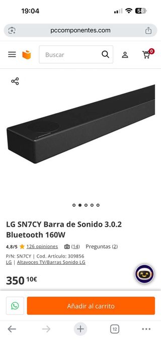 Barra de sonido LG SN7CY con Meridian