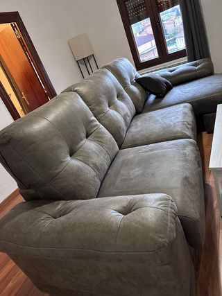Sofá Chaise Longue Polipiel Gris