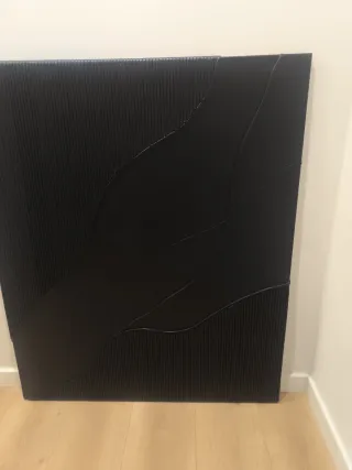 Cuadro abstracto negro texturizado