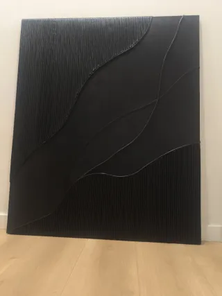 Cuadro abstracto negro texturizado