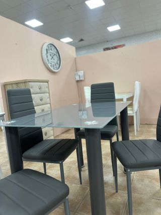 Mesa comedor moderna gris 4 sillas - Nuevo