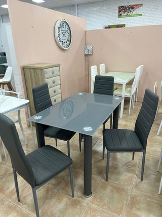 Mesa comedor moderna gris 4 sillas - Nuevo