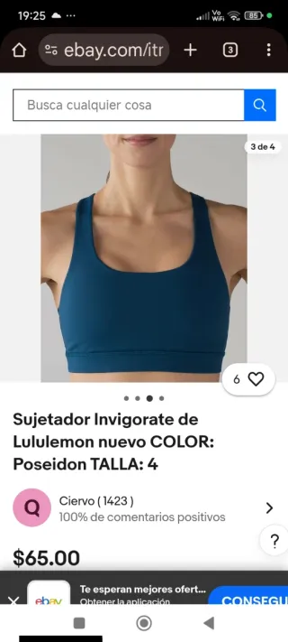Sujetador deportivo LULULEMON  color azul